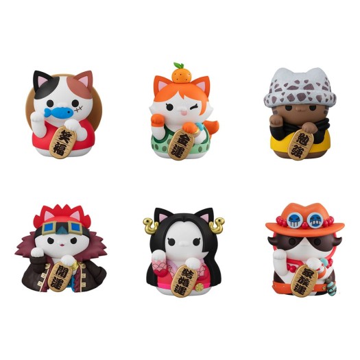 One Piece - MEGA CAT PROJECT Nyanpiece Nyan! Beckoning cat Lucky Cat Pirates BOX 6 pezzi Random 7cm (EU)